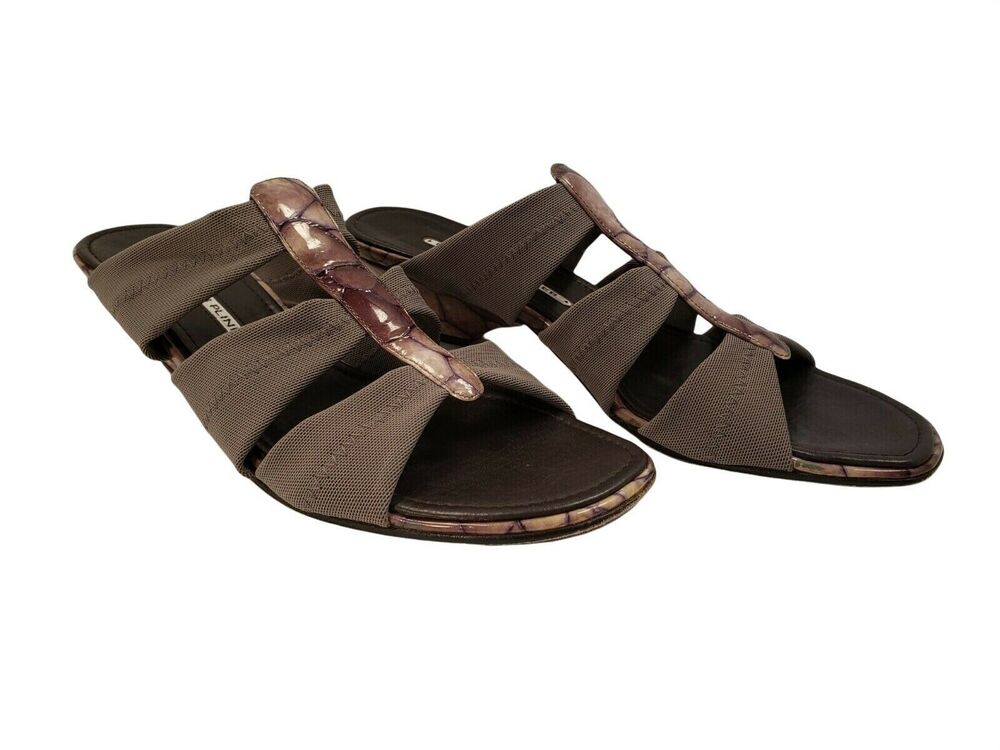 Donald J Pliner Open Toe Block Heel Sandals Gray Green Women's Size 8.5M